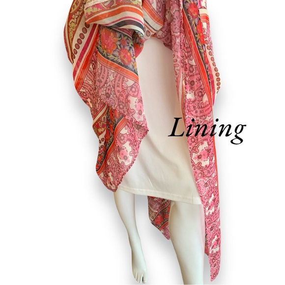 V CRISTINA CHIFFON MIDI SKIRT WITH ASYMMETRIC HEM. WOMEN’S SIZE MEDIUM - Picture 6 of 8